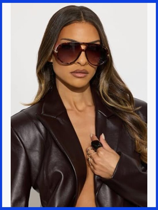 Retro Gold Oversized Aviator Sunglasses UV400 Metal Frame Unisex main image 6